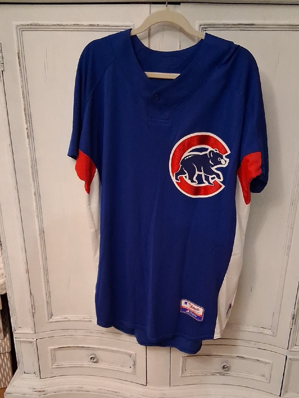 Majestic CHICAGO Cubs Blue Baseball Jersey with Red and White  J Rodriguez